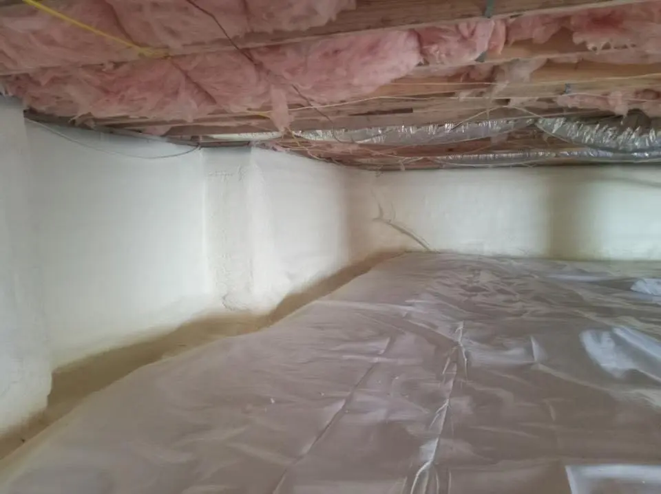 Crawl space encapsulation with closed-cell spray foam for Attic Insulation in New Albany